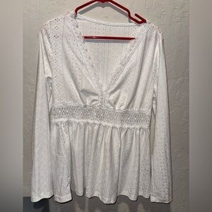 SHEIN White Textured Knit Top